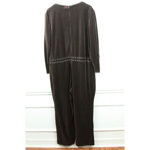 Vintage Y2K Brown Velour FUBU Jumpsuit One piece Plus Size 3X Bodycon Hip Hop - Picture 12 of 14